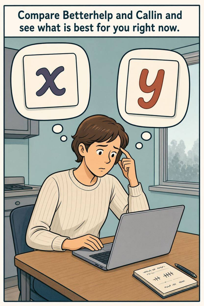 compare betterhelp and callin support and sees which works best for you