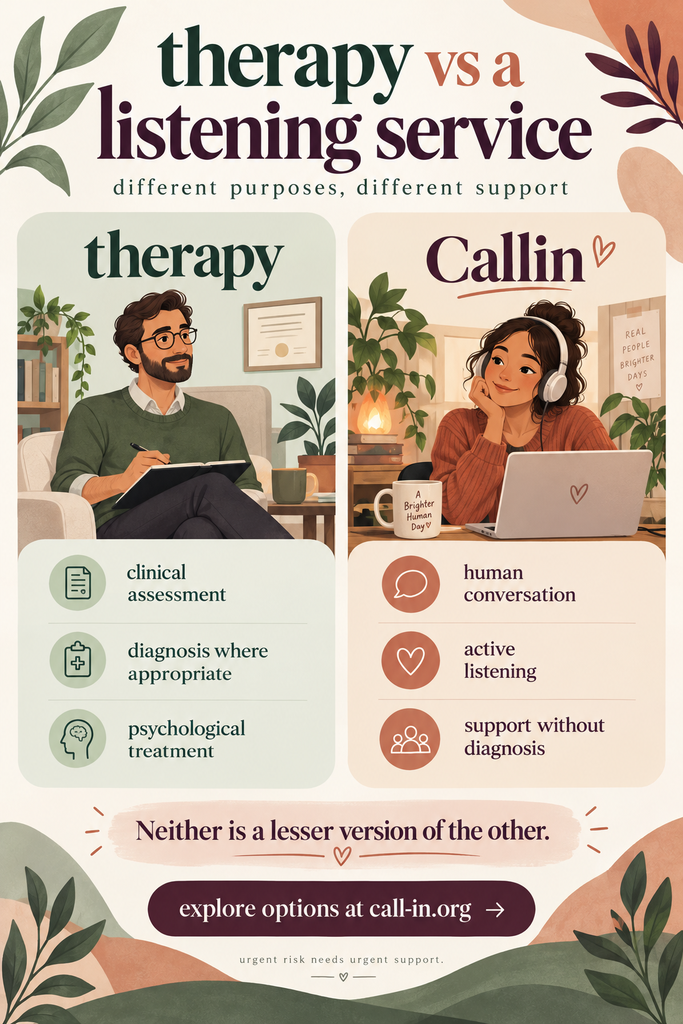 difference between Callin Support and Betterhelp