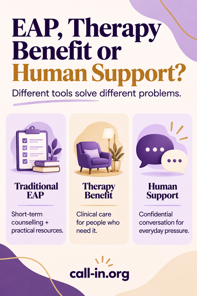 differnce between EAP, therapy, and emotional support. Is callin support uk the best for my business right now?